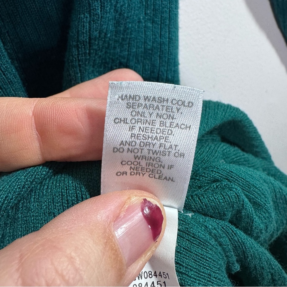 J. Jill Teal Ribbed Duster Cardigan XL Long Open Front Button Pocket Sweater - Picture 5 of 6